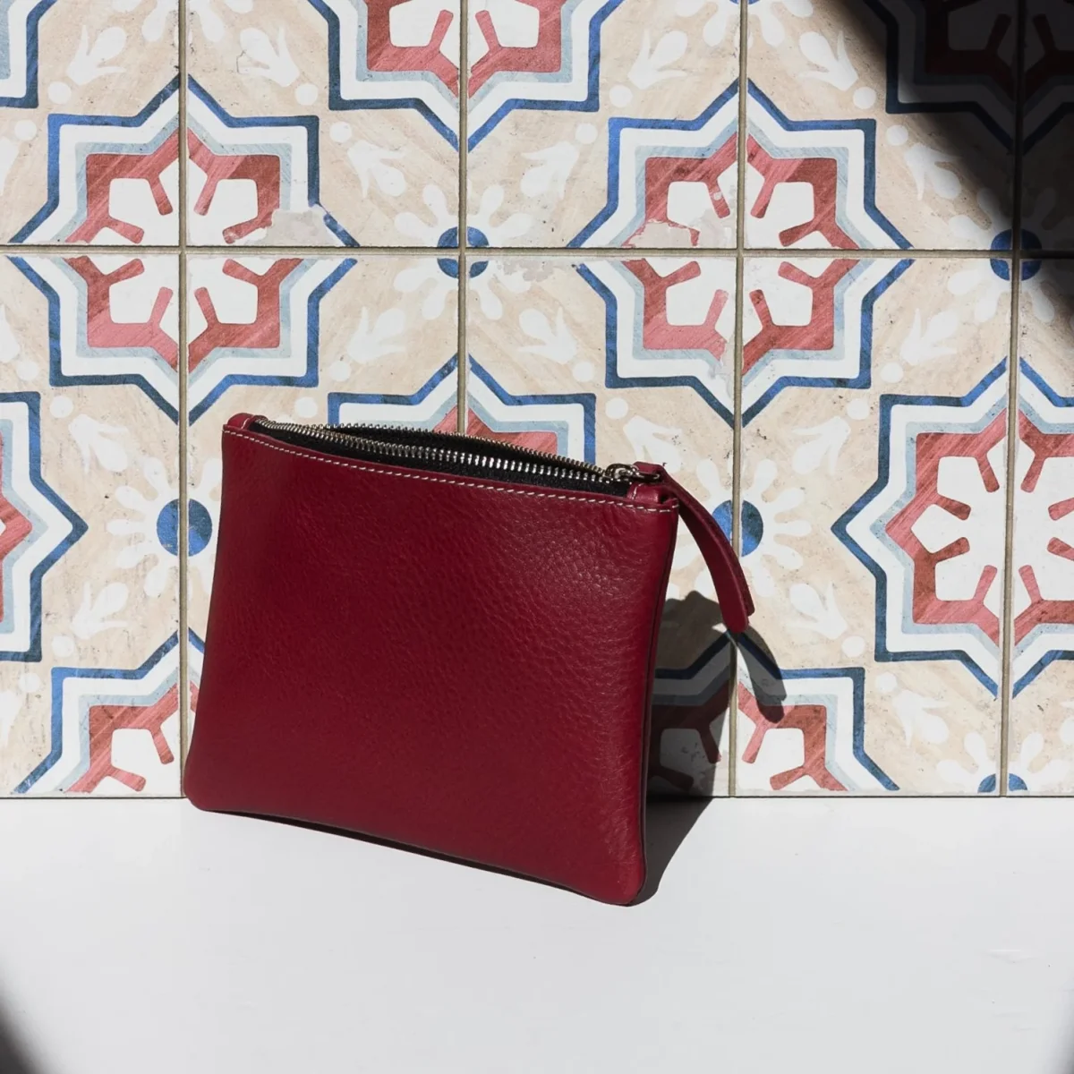 Cartera de cuero granate - Imagen 2