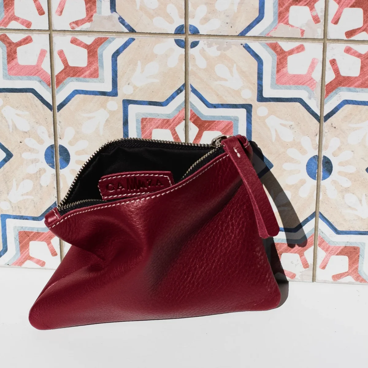 Cartera de cuero granate - Imagen 4