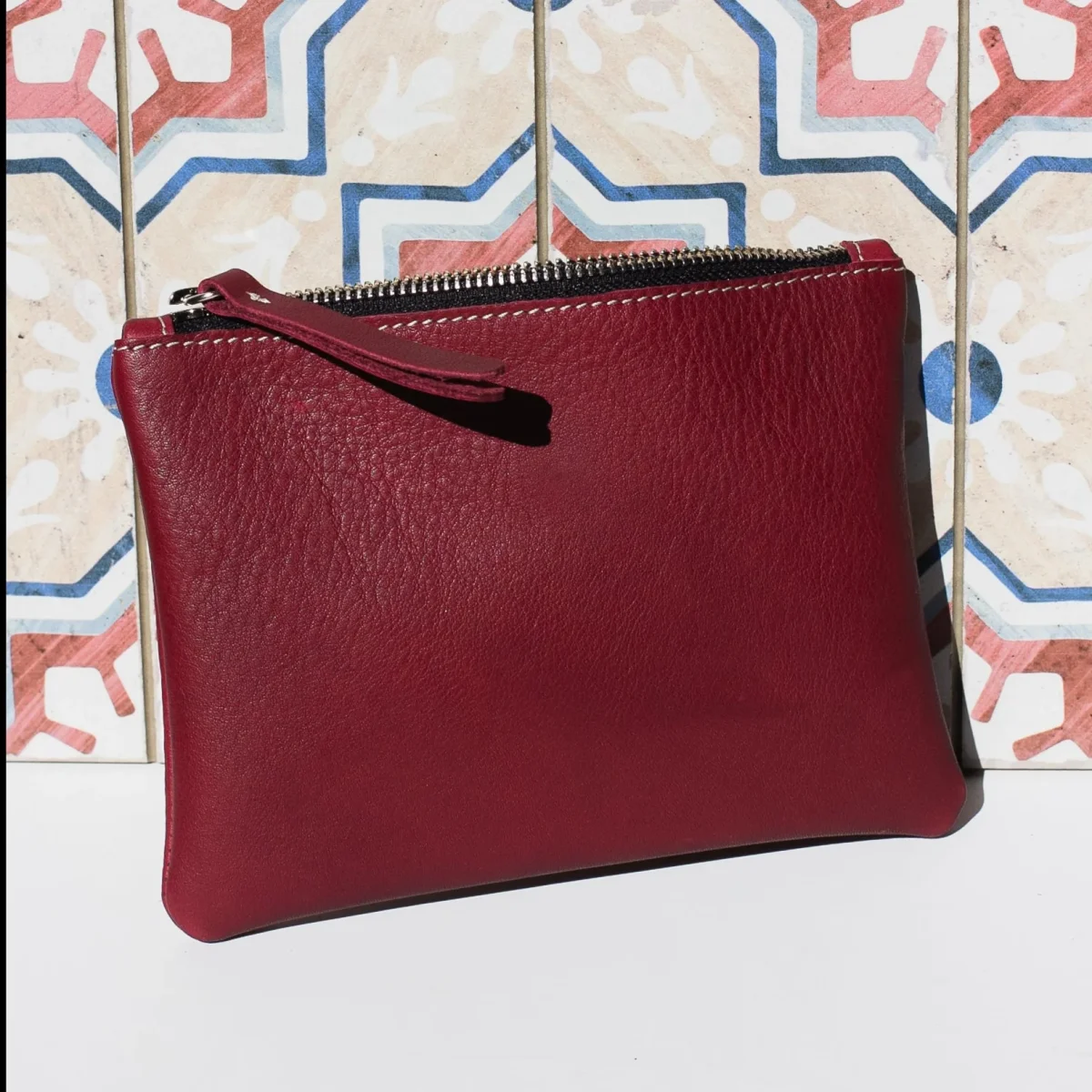 Cartera de cuero granate - Imagen 6