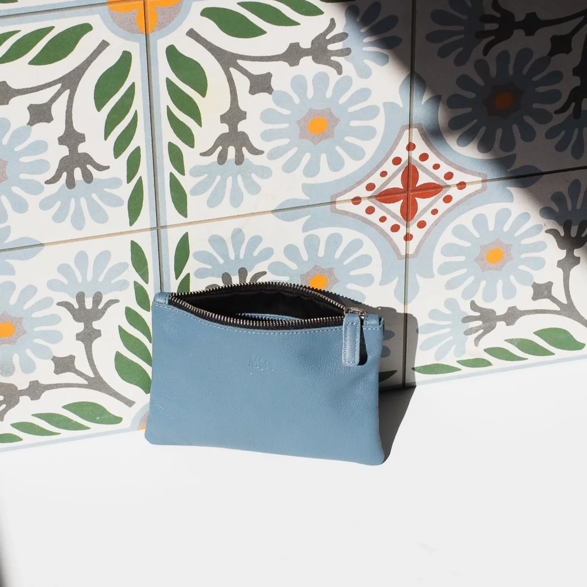Cartera de cuero azul empolvado - Imagen 4