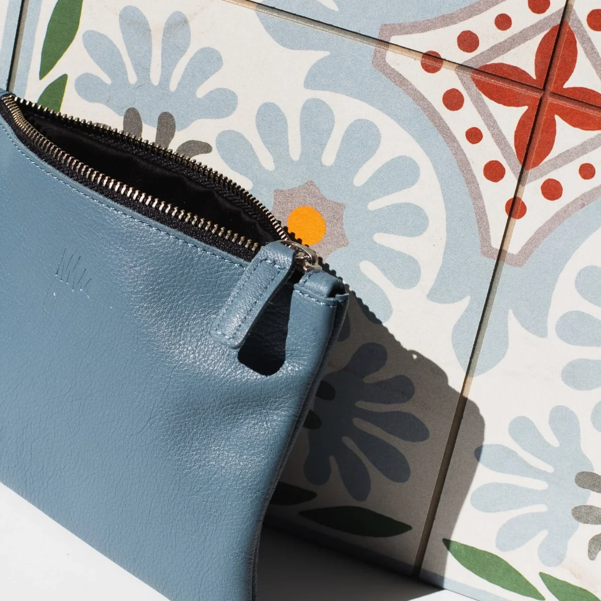 Cartera de cuero azul empolvado - Imagen 8