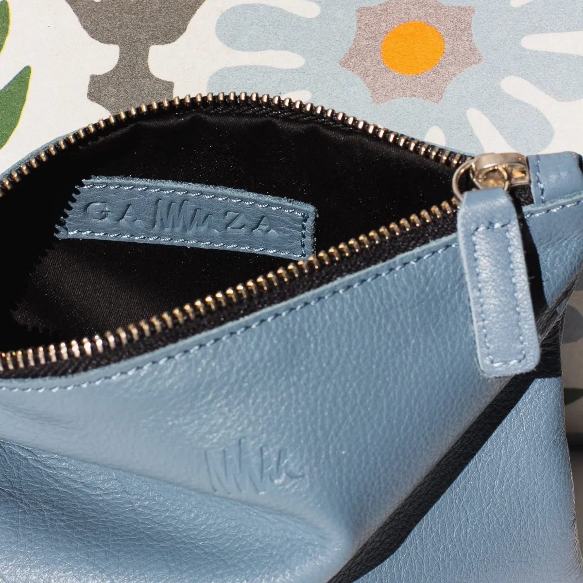 Cartera de cuero azul empolvado - Imagen 6