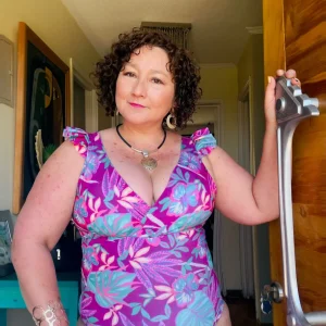Traje de baño Margaret flores fucsias y calipso