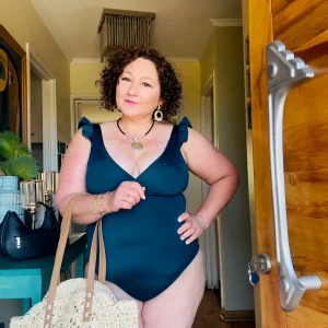 Traje de baño Margaret azul petroleo