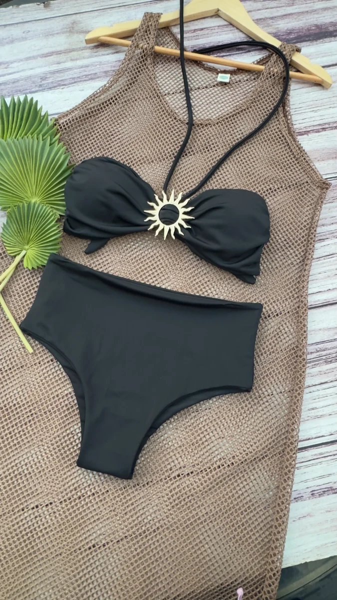 Conjunto bikini strapless sol dorado Negro bottom Ocean - Imagen 2