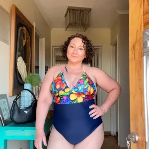 Traje de baño Maitai entero azul y flores