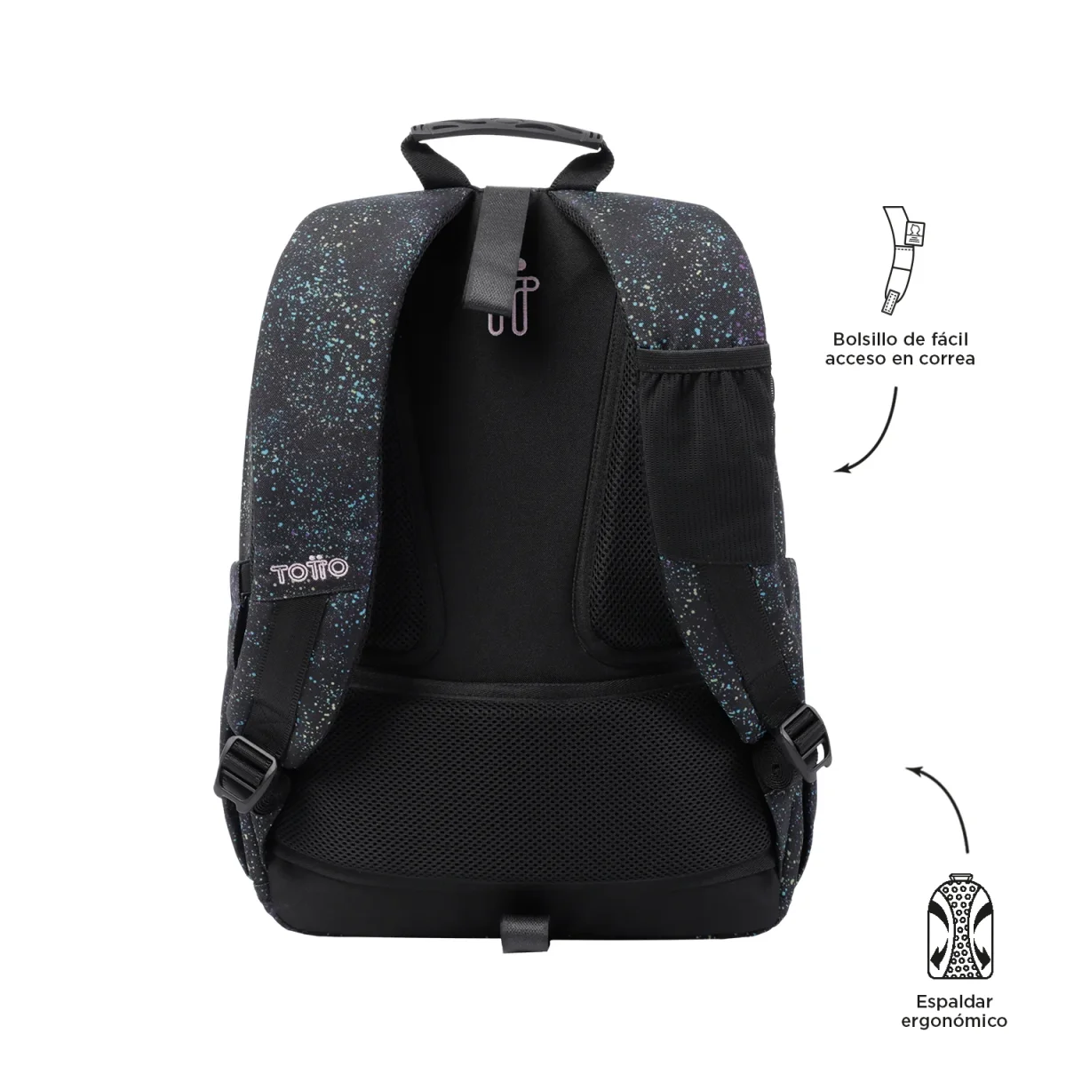 Mochila escolar adaptable a carro Totto Acuareles Salpicado - 44cm - Imagen 6