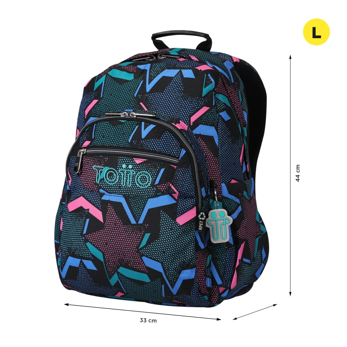 Mochila escolar adaptable a carro Totto Acuareles Lety Black - 44cm - Imagen 3