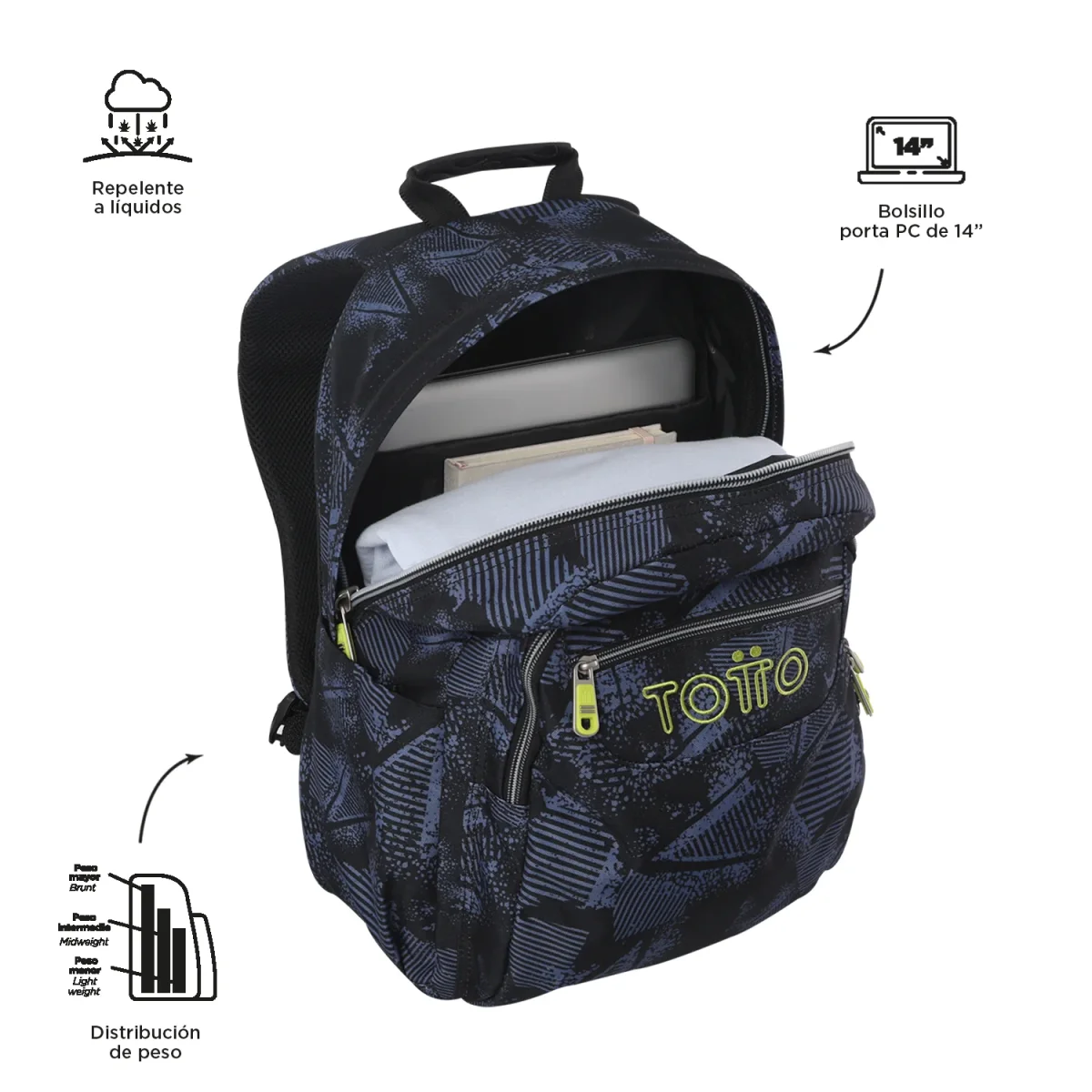 Mochila escolar adaptable a carro Totto Acuareles Stampil - 44cm - Imagen 4