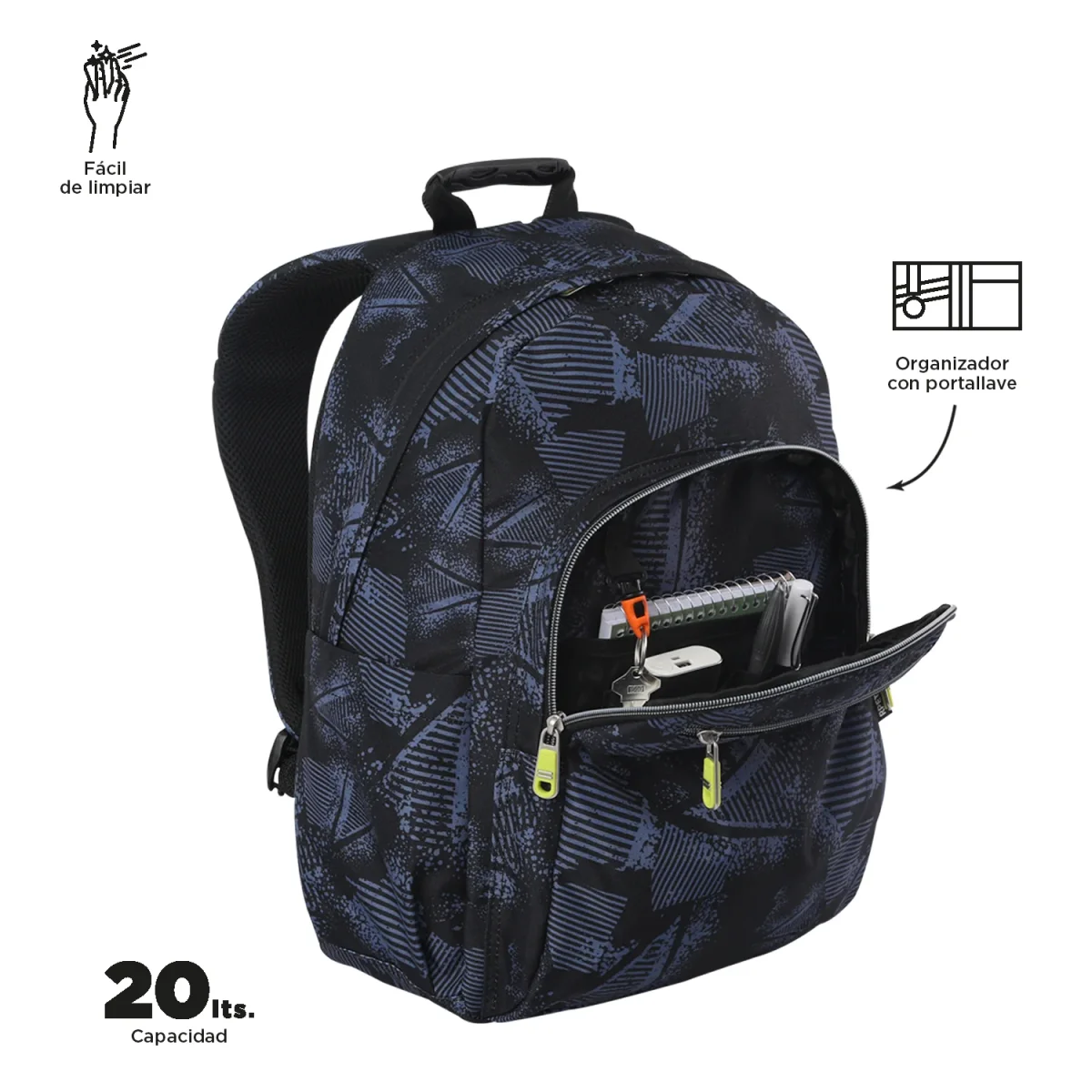 Mochila escolar adaptable a carro Totto Acuareles Stampil - 44cm - Imagen 5