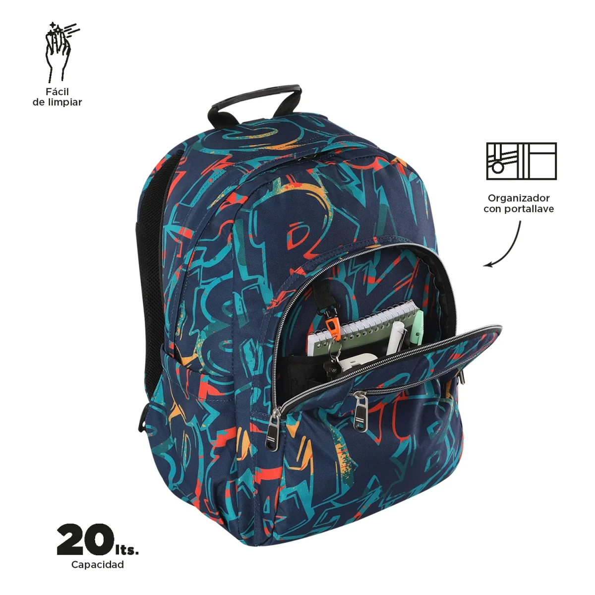 Mochila escolar adaptable a carro Totto Acuareles Shock - 44cm - Imagen 5