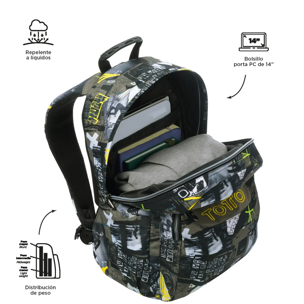 Mochila escolar adaptable a carro Totto Acuareles Baski - 44cm - Imagen 4