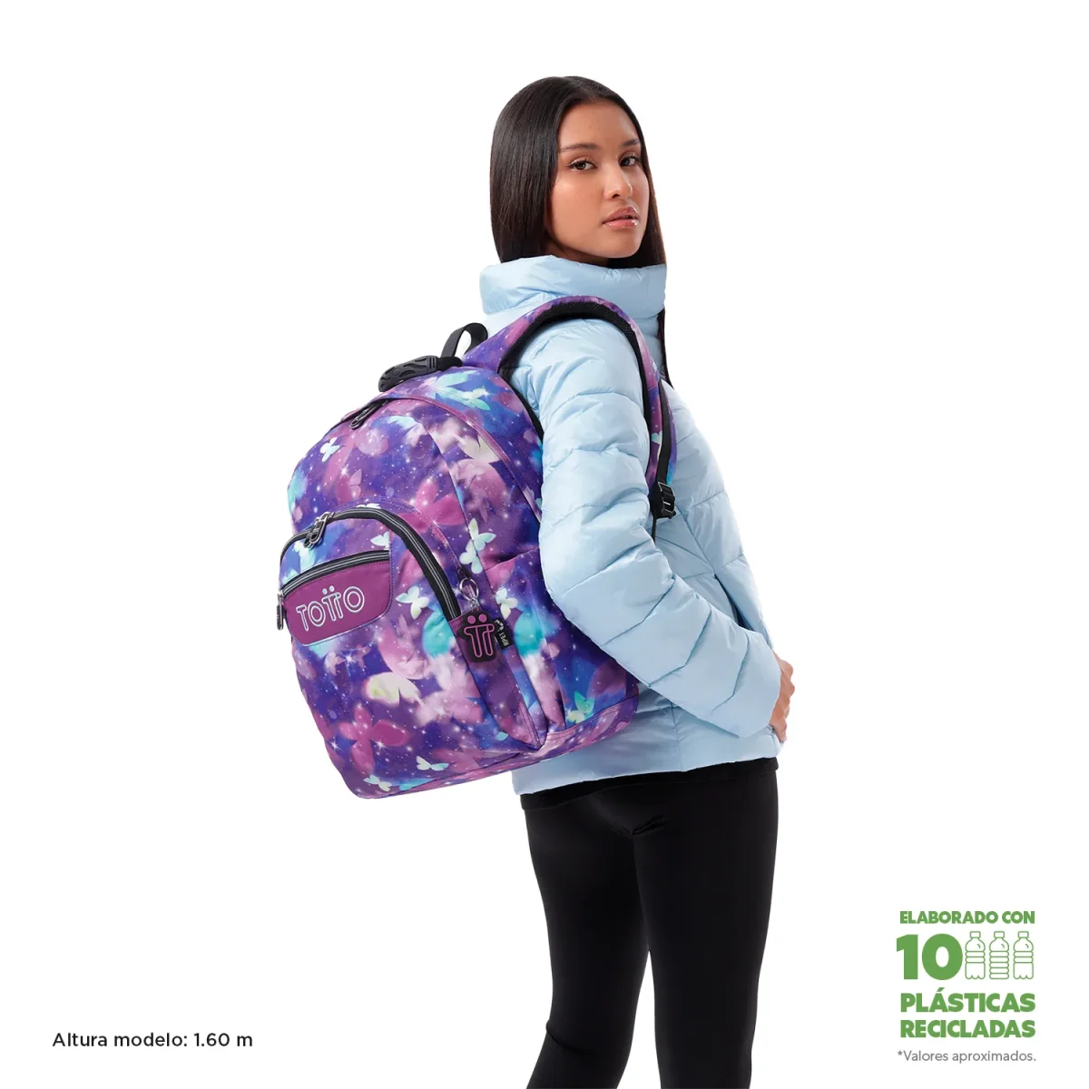Mochila escolar adaptable a carro Totto Acuareles Star Butterfly - 44cm - Imagen 3