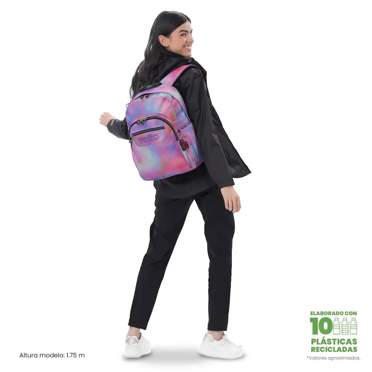 Mochila escolar adaptable a carro Totto Acuareles BLOOM - 44cm - Imagen 3