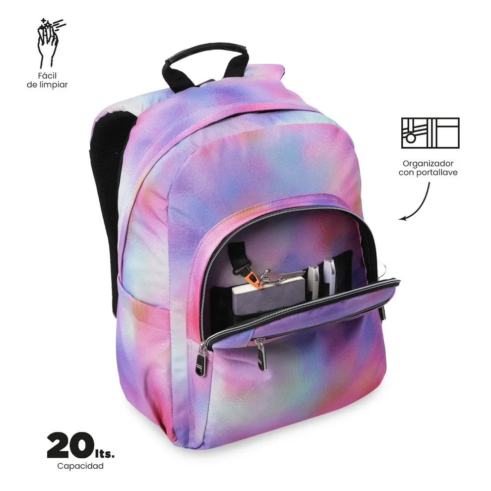 Mochila escolar adaptable a carro Totto Acuareles BLOOM - 44cm - Imagen 7