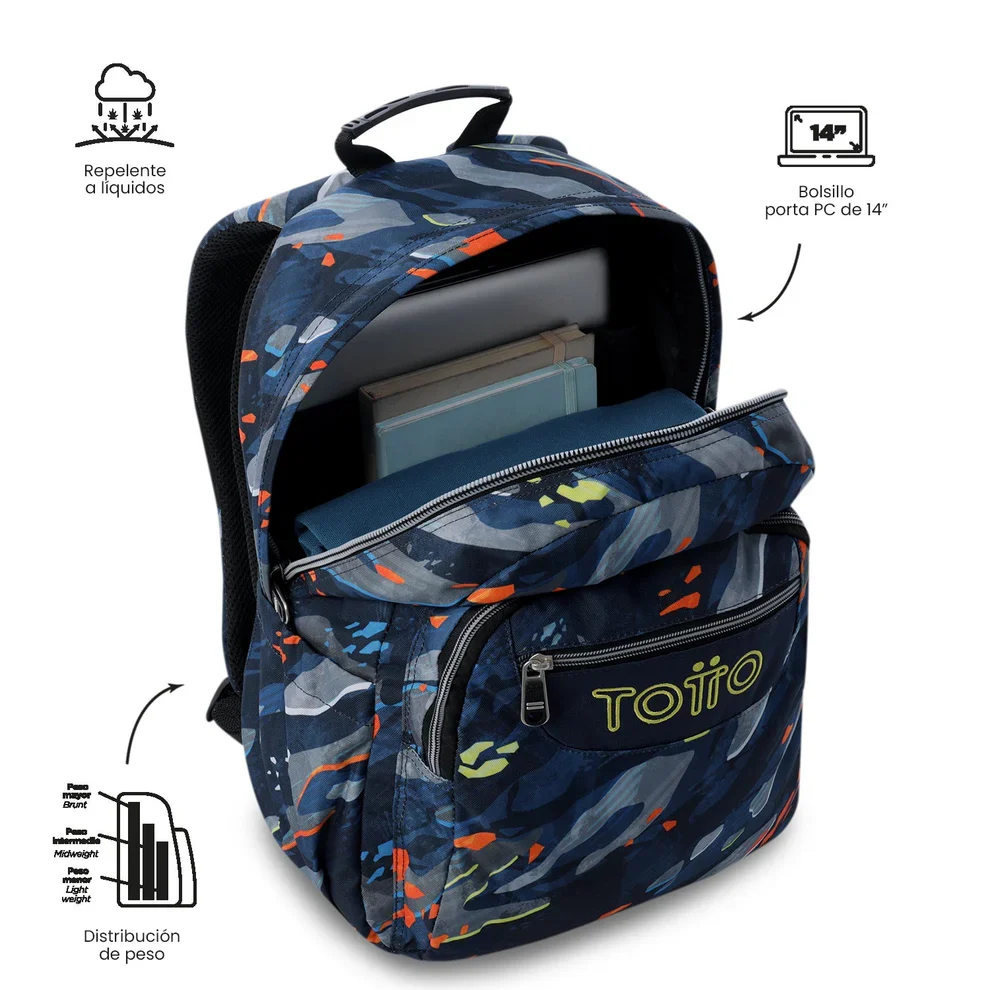 Mochila escolar adaptable a carro Totto Acuareles Groove - 44cm - Imagen 6