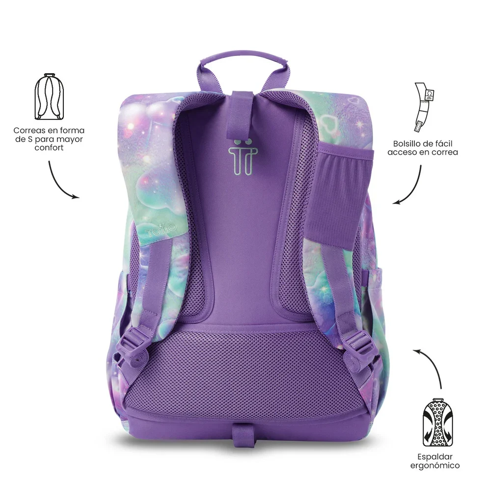 Mochila escolar adaptable a carro Totto Acuareles Korina - 44cm - Imagen 5