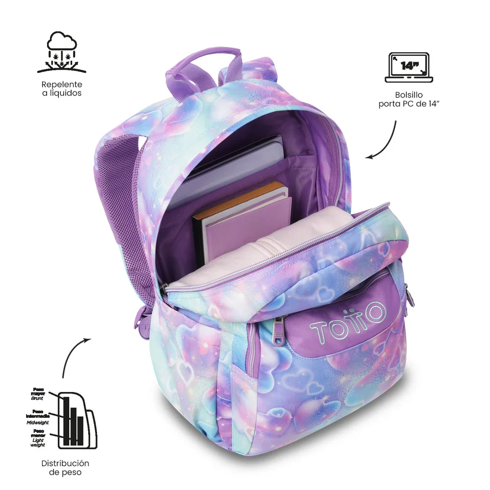 Mochila escolar adaptable a carro Totto Acuareles Korina - 44cm - Imagen 6
