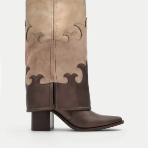 BOTA COWBOY BICOLOR TAUPE