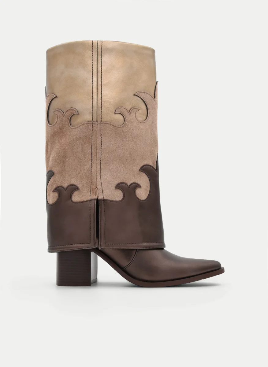 BOTA COWBOY BICOLOR TAUPE - Imagen 2