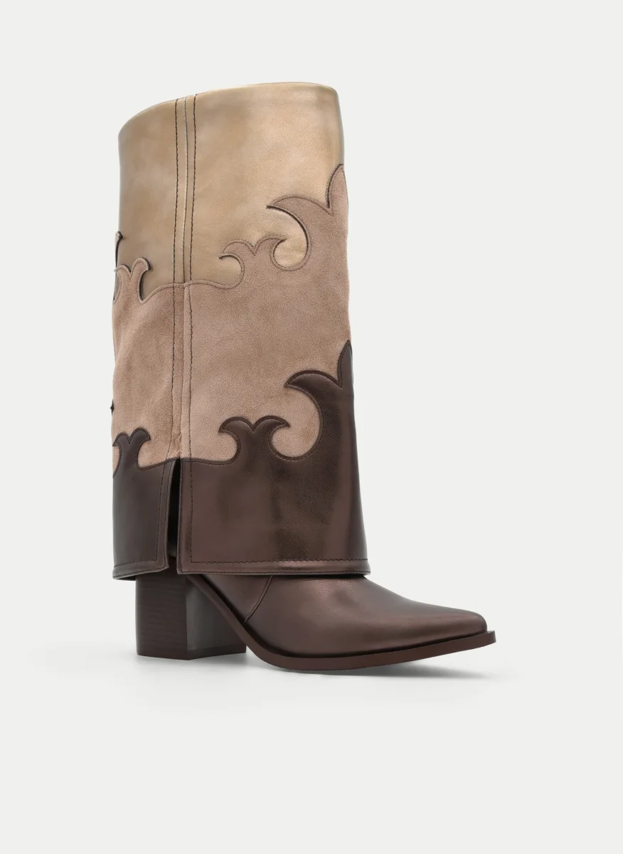 BOTA COWBOY BICOLOR TAUPE - Imagen 3