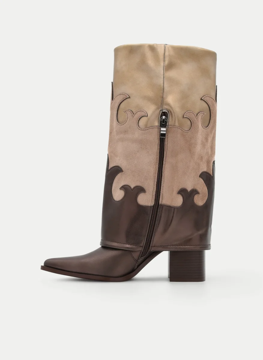 BOTA COWBOY BICOLOR TAUPE - Imagen 5