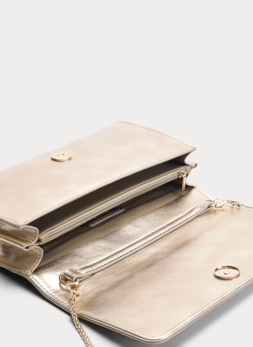 BOLSO DE FIESTA CHAMPÁN METALIZADO CON CADENA - Imagen 5