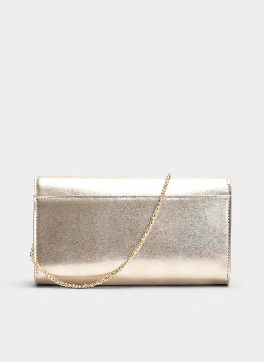 BOLSO DE FIESTA CHAMPÁN METALIZADO CON CADENA - Imagen 6