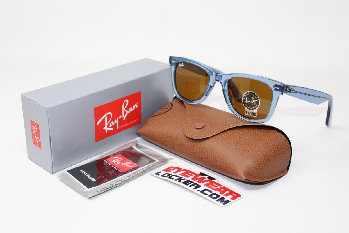 Ray Ban Wayfarer RB2140 Transparent Blue Brown - Imagen 7