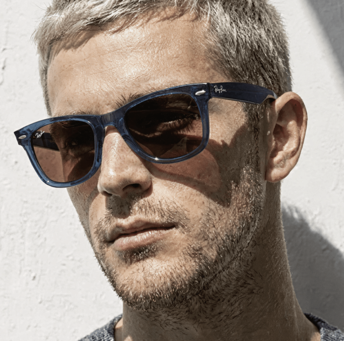 Ray Ban Wayfarer RB2140 Transparent Blue Brown - Imagen 3