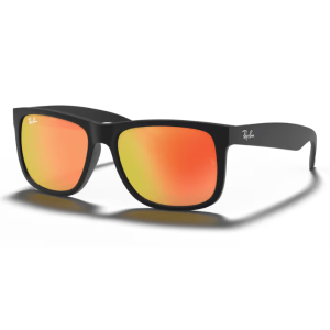 Ray Ban Justin RB4165  Rubber Black Brown Mirror Orange