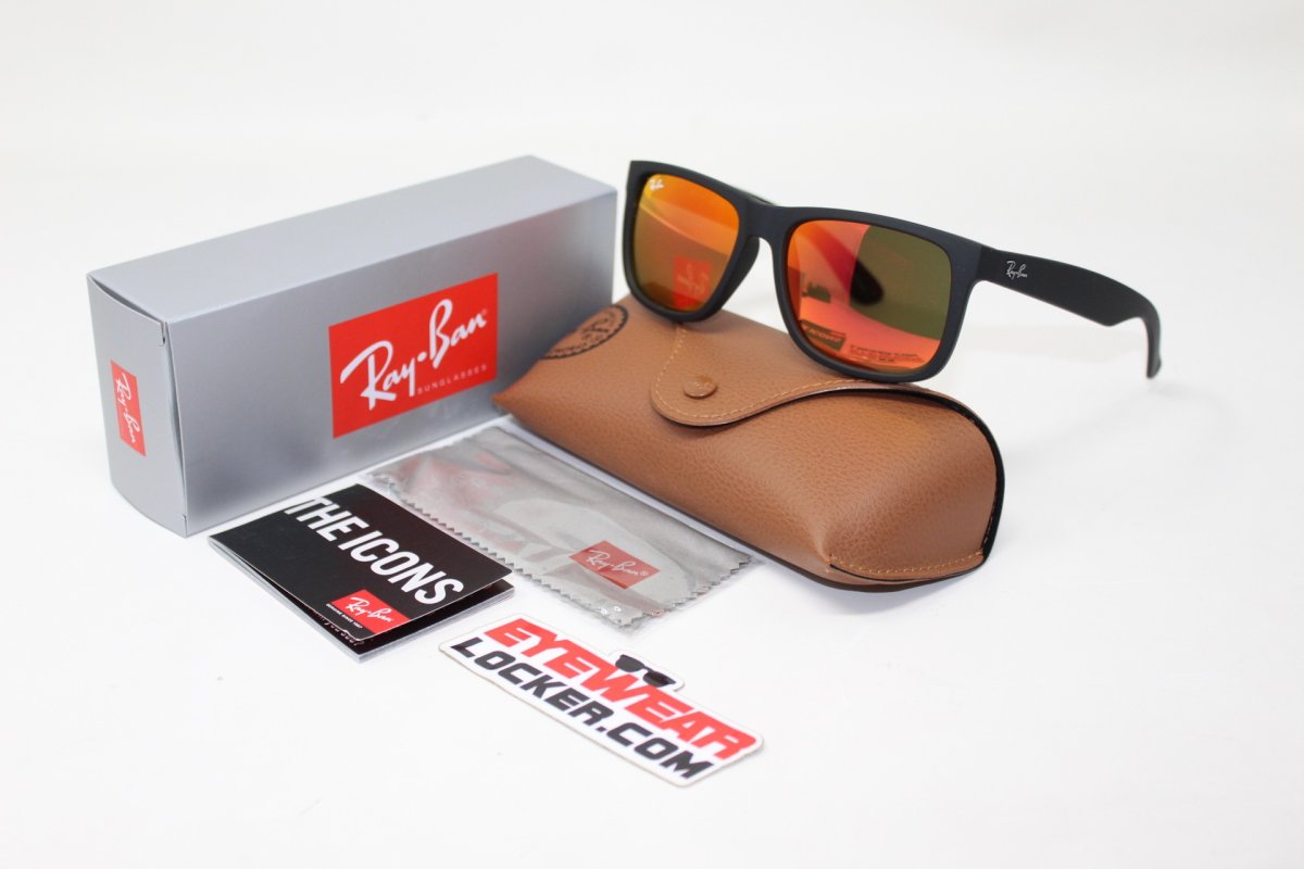 Ray Ban Justin RB4165 Rubber Black Brown Mirror Orange - Imagen 6