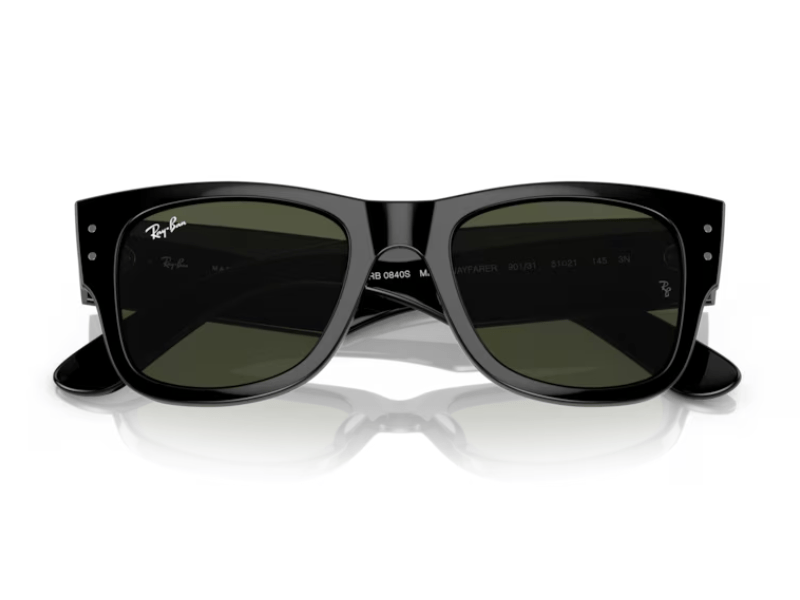 Ray Ban Mega Wayfarer RB0840S Polished Black Verde G-15 - Imagen 5