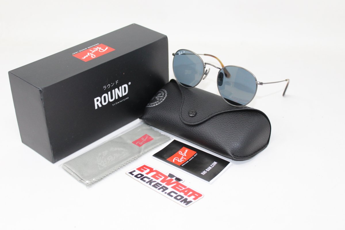 Ray Ban Round Titanium RB8247 Gunmetal Blue Polarizadas - Imagen 5