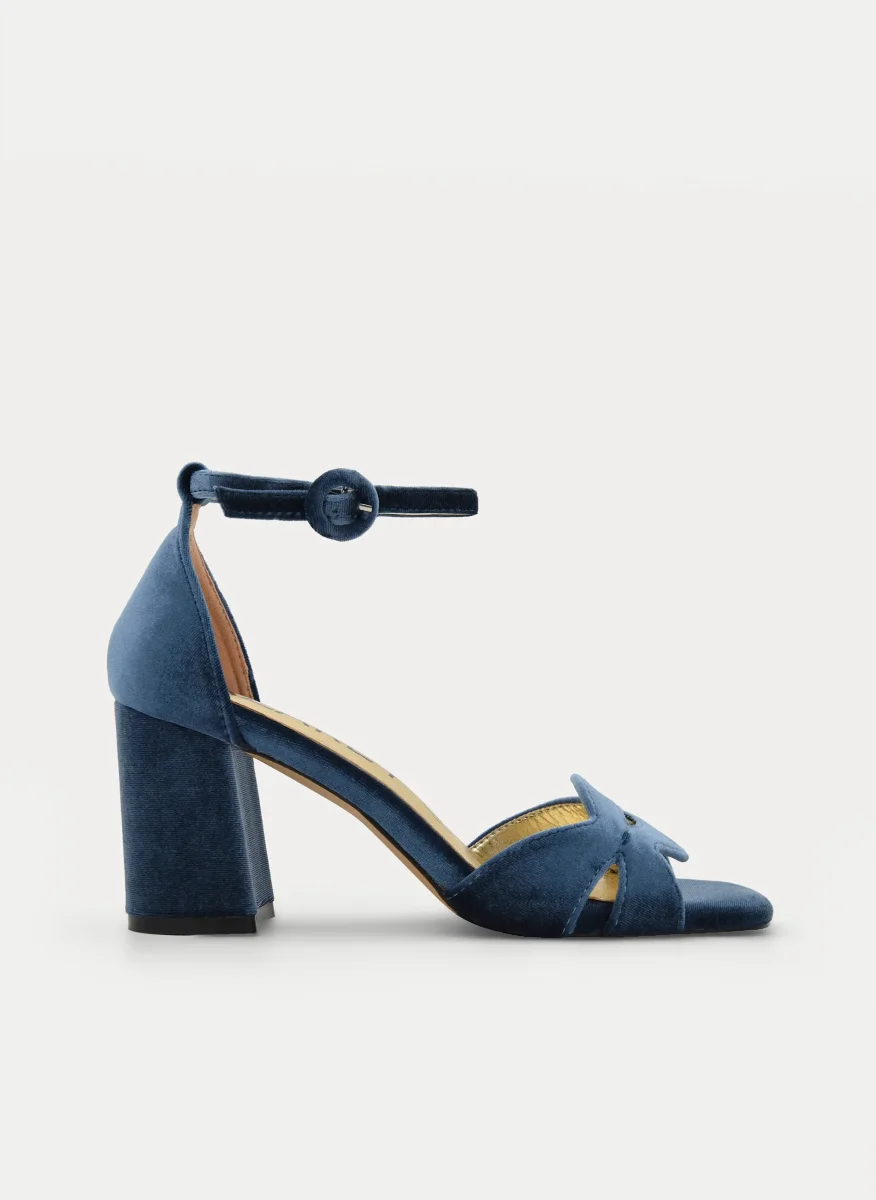 SANDALIA DE TERCIOPELO AZUL ELEGANTE