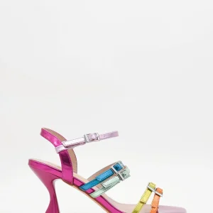Sandalias metálicas multicolor de tacón