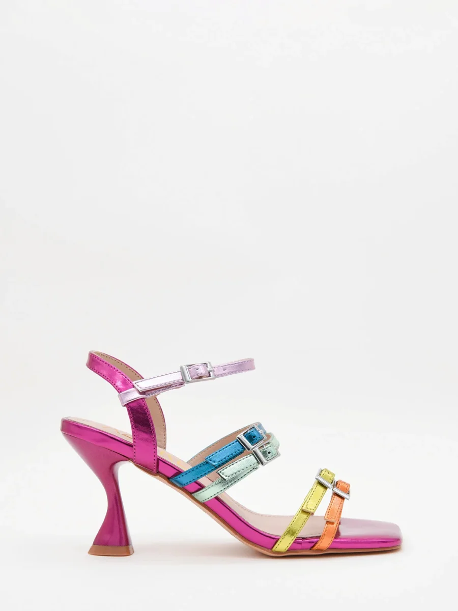 Sandalias metálicas multicolor de tacón - Imagen 2