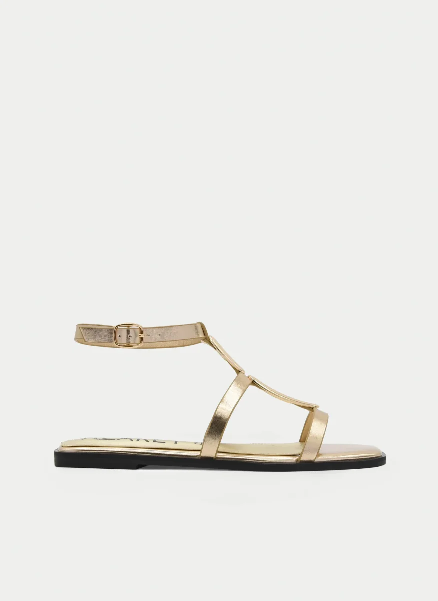 SANDALIAS PLANAS DORADAS - Imagen 2