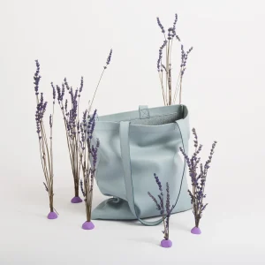 Tote market de cuero azul claro