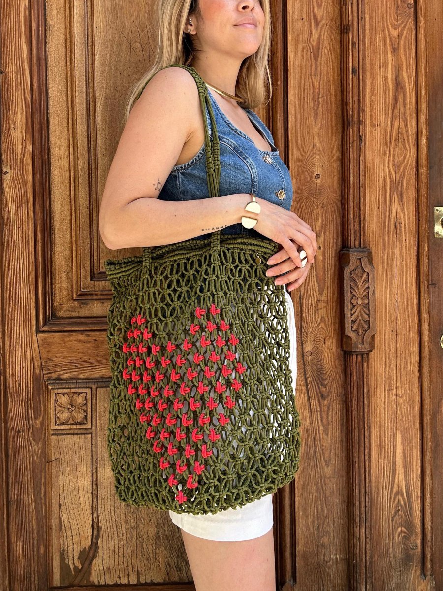 Bolso Tote Rejilla Essauira Corazón - Imagen 6