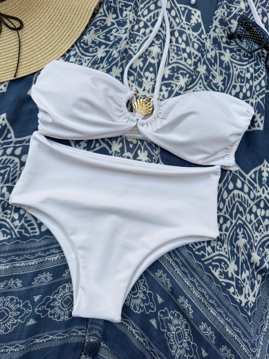 Conjunto strapless concha decorativa blanco - Imagen 3