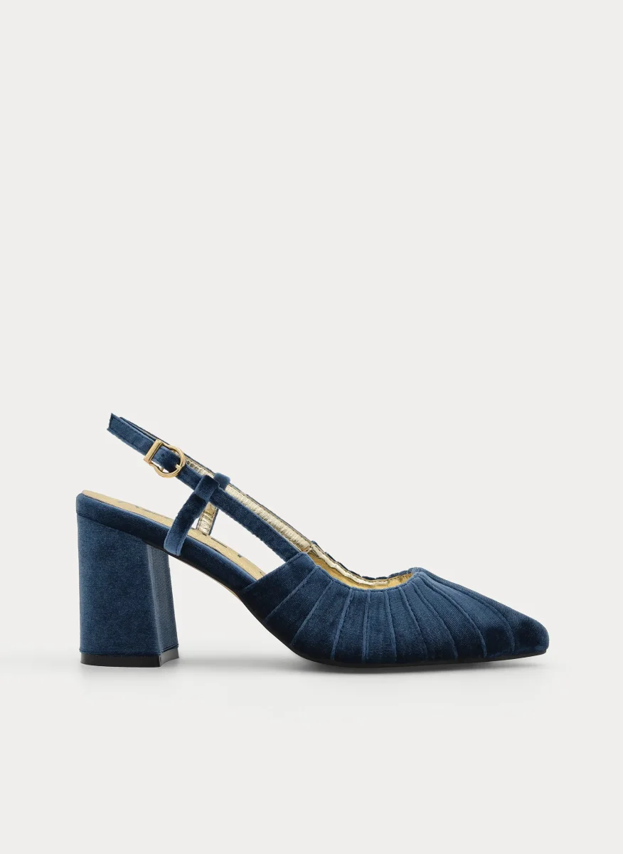 ZAPATO DE TERCIOPELO DESTALONADO AZUL - Imagen 2