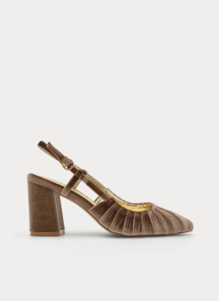 ZAPATO DE TERCIOPELO DESTALONADO TAUPE - Imagen 2