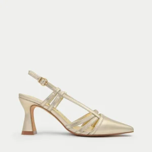 ZAPATO DORADO DE TACÓN CON TIRAS ELEGANTES