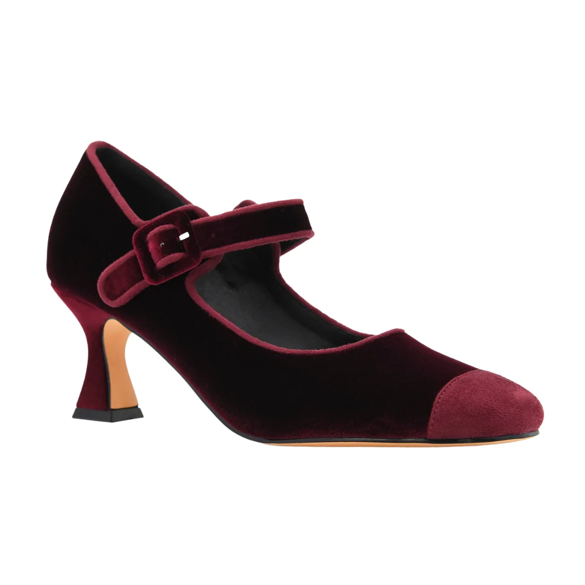 ZAPATO BURDEOS DE TERCIOPELO CON HEBILLA - Imagen 4