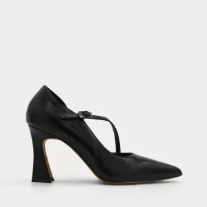 ZAPATO SALÓN NEGRO TIRA CRUZADA TACÓN ALTO