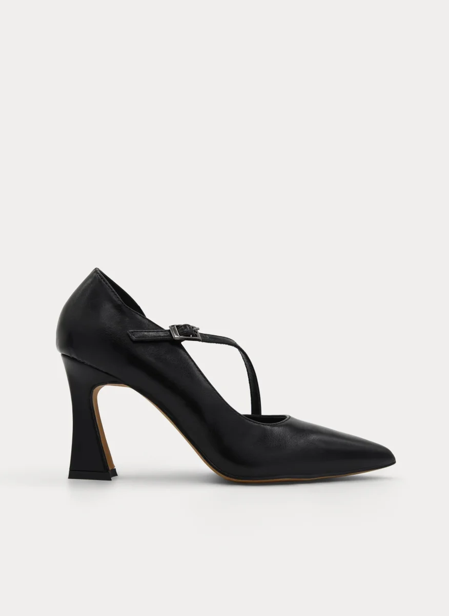 ZAPATO SALÓN NEGRO TIRA CRUZADA TACÓN ALTO - Imagen 2