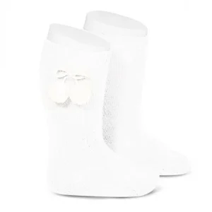 Calcetines altos con borlas Blanco