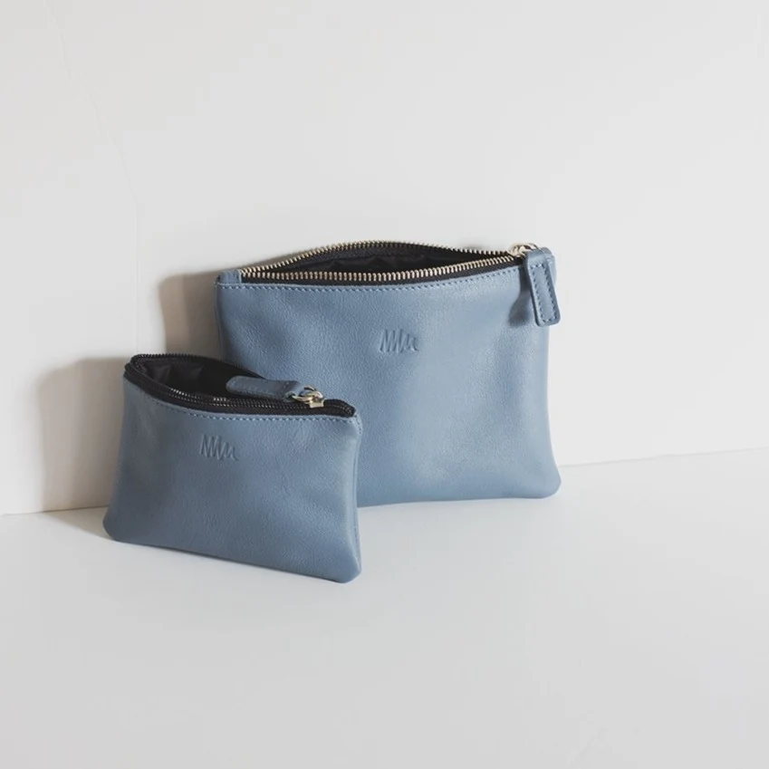 Cartera de cuero azul empolvado - Imagen 7