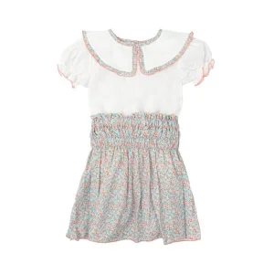 Vestido con Cuello y Falda Floral
